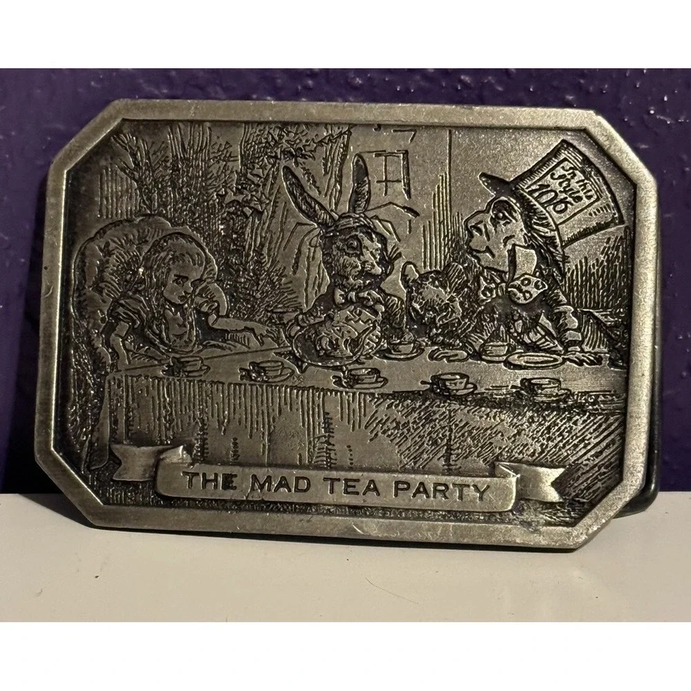 Vtg 70s Belt Buckle Lot Alice In Wonderland Brass Bergamot Dege Design Unicorn
